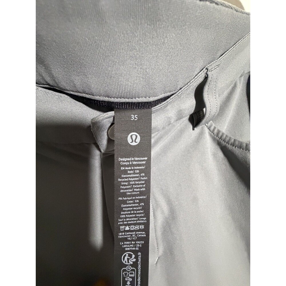 Lululemon Pants Mens 35  ABC Slim-Fit 5 Pocket Pant Gray Warpstreme 35X28 - Picture 8 of 11